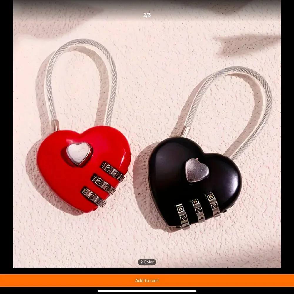 red black heart locks